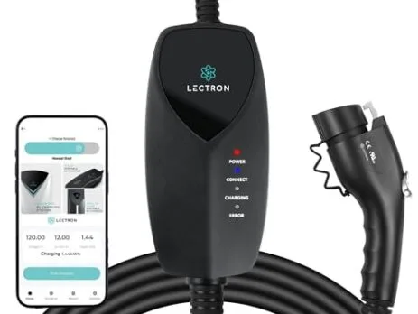 Lectron Level 1 J1772 EV Charger (WiFi) with App Control - 120V, 12 Amp, & 16 ft Cord - Portable Charger for J1772 EVs with NEMA 5-15 Plug - Compatible with All J1772 Evs