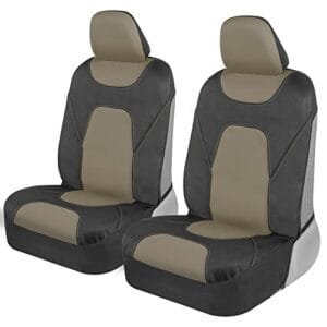 Motor Trend AquaShield Waterproof Front Seat Covers, Beige Seat Covers for Cars – Neoprene Front Car Seat Cover, SUV Seat Covers Protector - Car Interior Cover for Auto, Trucks, & Dog Owners