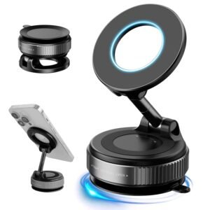2026 Upgraded Vacuum Magnetic Car Phone Holder 360° Suction Cup Phone Mount for Magsafe Cell Phone Holders, Hands-Free Adjustable Foldable for iPhone 16 Pro Max & All...