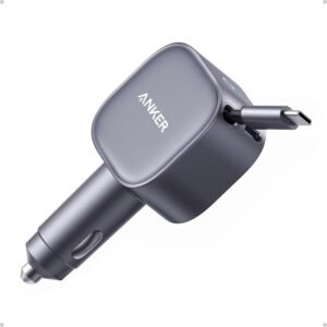 Anker USB-C Car Charger, 75W Max Ultra-Compact Type-C Fast Car Charger with Built-in Retractable Cable Car Adapter for iPhone 15/14 Series, Samsung S24/S23, MacBookPro/Air,...