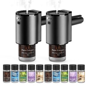 Car Air Freshener, Smart Car Air Freshener for Vent Clips, 1200 Sprays Per Charge, Car Fresheners with Auto On/Off, 5 Scents, 10 Refill Bottles (2Pack)