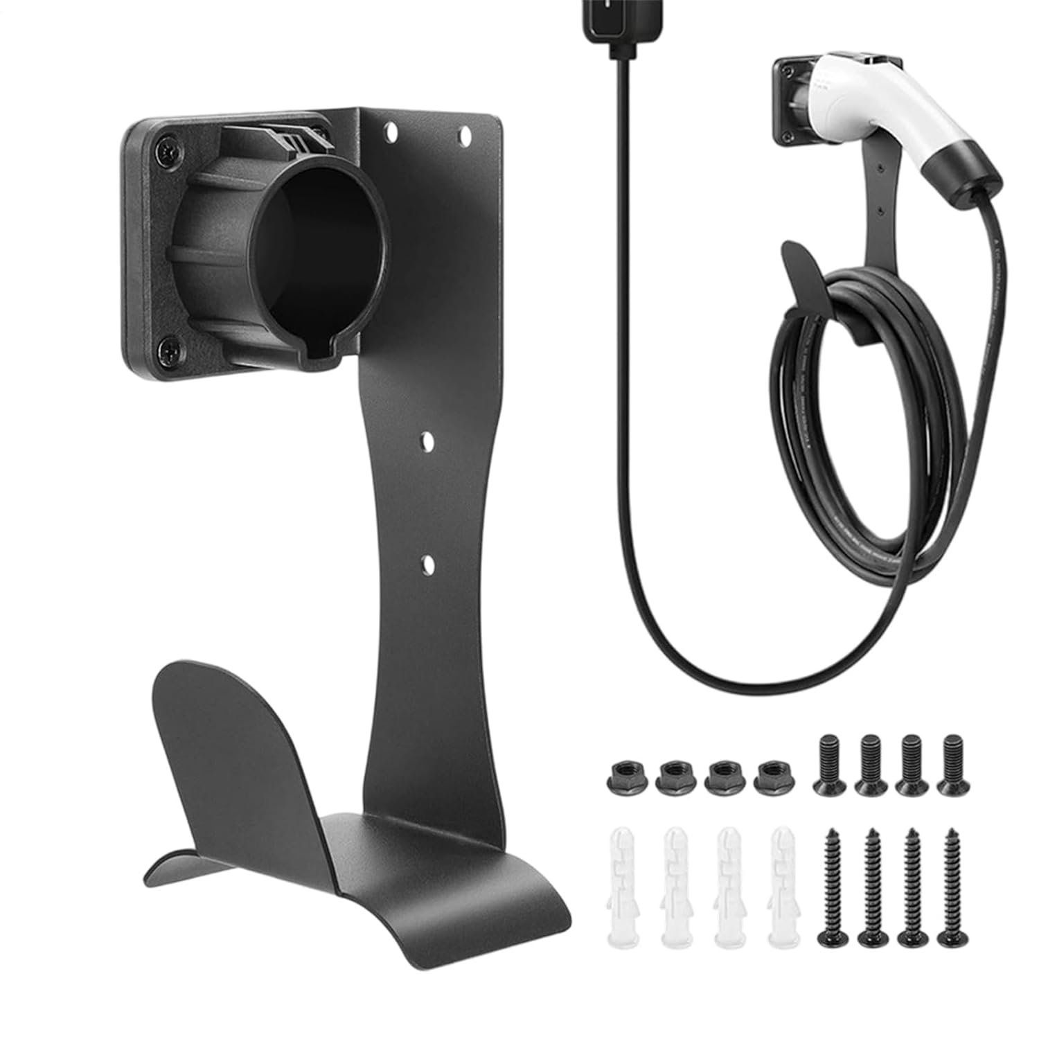 EV Charging Cable Holder, Stainless Steel Wall Mount Bracket, EV Charger Stand for Home Camping Daily Adventure Vehicle Road Trip Travel Work Driver Organization Storage