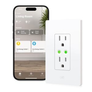 Eve Energy Outlet (Matter) – Smart Outlet & Power Meter, App & Voice Control, No Bridge, Thread, Works with Apple Home, Alexa, Google Home, SmartThings, 100% Privacy, Requires...