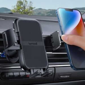 Lamicall 2025 Wider Clamp & Metal Hook Car Phone Holder Vent [Thick Cases Friendly] Phone Holders for Your Car Mount Automobile Hands Free Cradle Air Vent for iPhone 17 16 15 14...