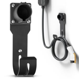 MECMO EV Charger Holder SAE J1772 Nozzle Holster Dock and J-Hook Combination Wall Mount, EVSE Electric Vehicle Car Charger Cable Organizer EV Charger Cord Wall Hook Cable Holder...